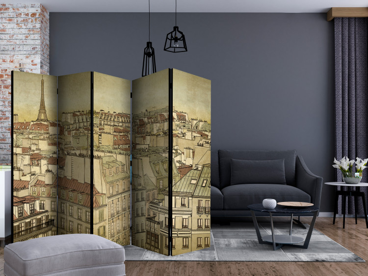 Folding Screen Farewell Paris II (5-piece) - sepia-toned cityscape in retro style 132935 additionalImage 4