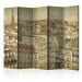 Folding Screen Farewell Paris II (5-piece) - sepia-toned cityscape in retro style 132935