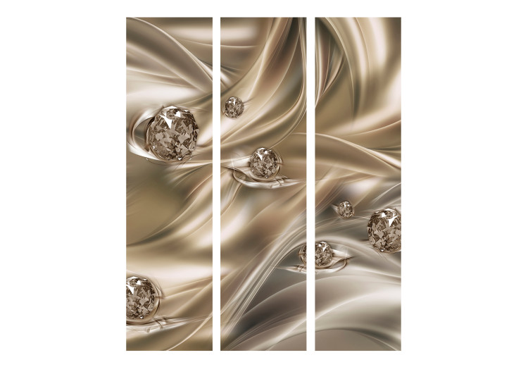Folding Screen Velvet Kiss (3-piece) - golden diamonds on a luxurious background 133035 additionalImage 3