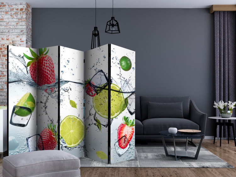 Room Divider Screen Fruit Cocktail II (3-piece) - juicy composition in strawberries 133235 additionalImage 4