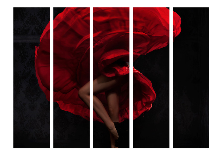 Room Separator Flamenco Dancer II (5-piece) - woman in a red dress 133335 additionalImage 3