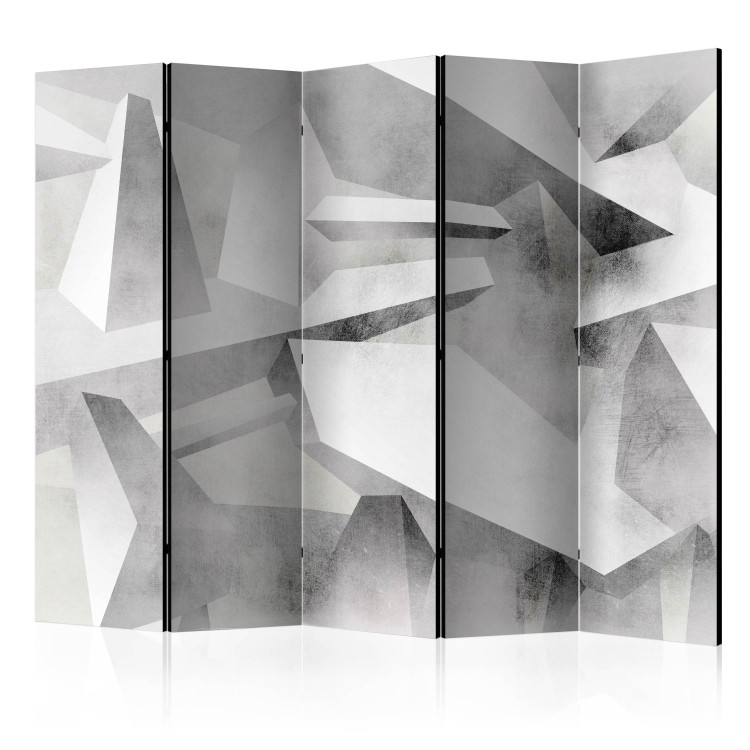 Room Divider Screen Frozen Wings II (5-piece) - geometric gray 3D composition 133435