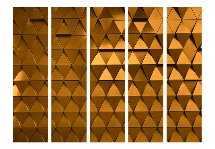 Room Separator Golden Armor II (5-piece) - geometric background in shining triangles 133535 additionalImage 3
