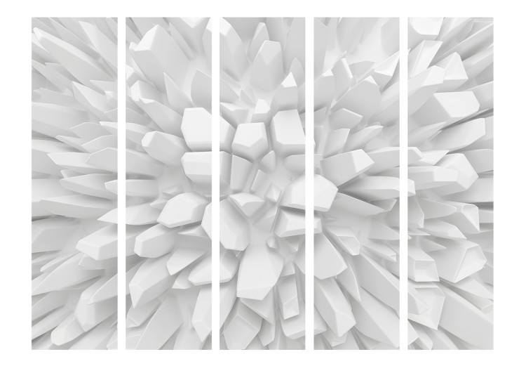 Folding Screen White Dahlia II - uneven and white geometric figures with 3D imitation 133635 additionalImage 3