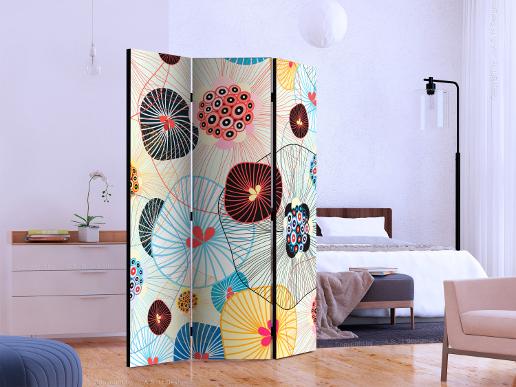Room Divider Summer Breeze - colorful lines and circles amidst abstract shapes 133935 additionalImage 2