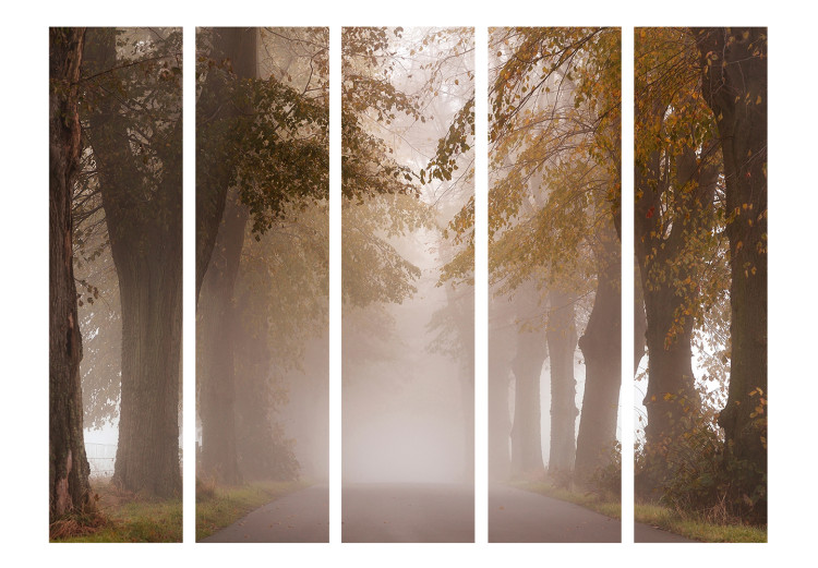 Room Divider Blind Alley II - landscape of a foggy road with trees on both sides 134035 additionalImage 3