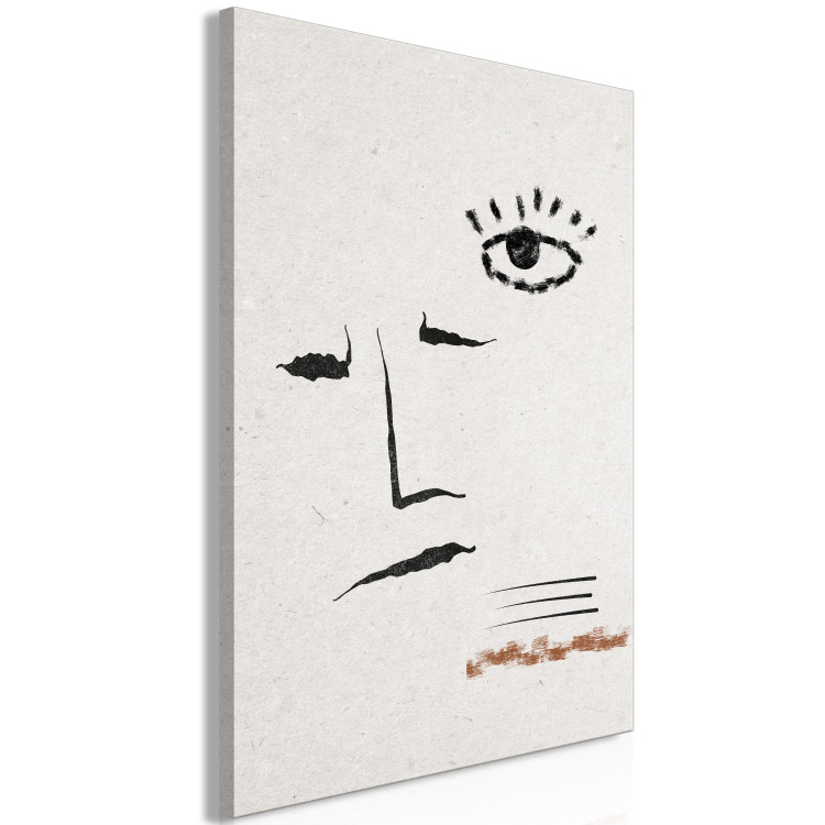 Canvas Art Print Face sketch - abstraction in japandi style on beige background 134335 additionalImage 2