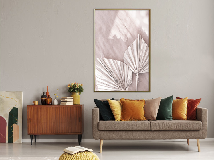 Poster Hot Morning - a summer composition with white leaves in a scandi boho style 136535 additionalImage 22