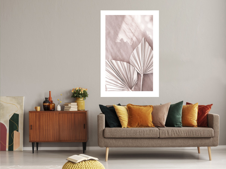 Poster Hot Morning - a summer composition with white leaves in a scandi boho style 136535 additionalImage 24