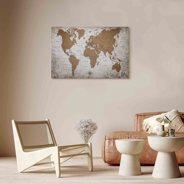Canvas Cartographic World (1-piece) Wide - world map in beige 138635 additionalImage 9