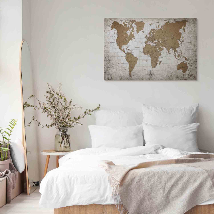 Canvas Cartographic World (1-piece) Wide - world map in beige 138635 additionalImage 10