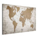 Canvas Cartographic World (1-piece) Wide - world map in beige 138635 additionalThumb 2