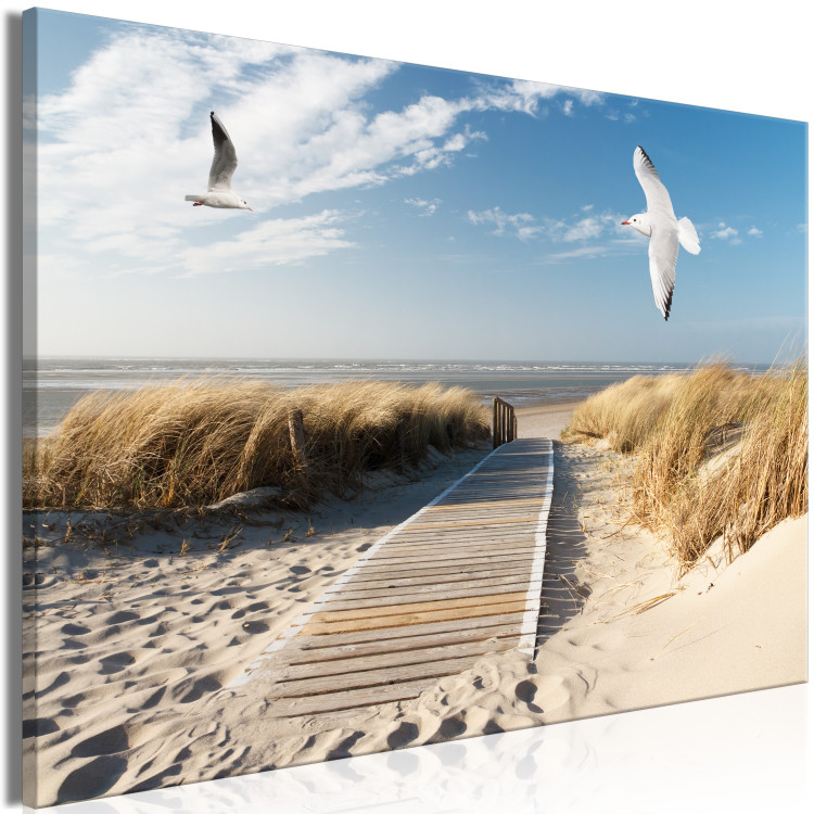 Canvas Print Beach and Seagulls (1-piece) Wide - summer sky and sea in the distance 143835 additionalImage 2