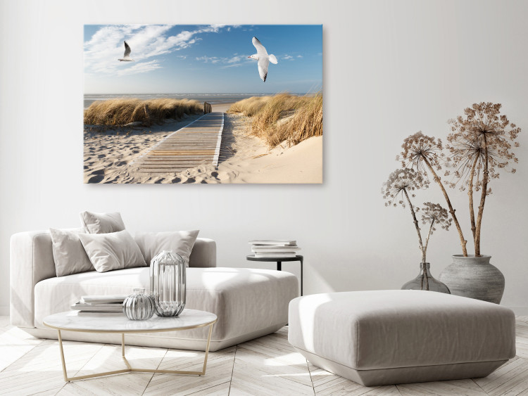 Canvas Print Beach and Seagulls (1-piece) Wide - summer sky and sea in the distance 143835 additionalImage 3