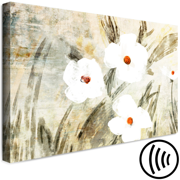 Canvas Art Print Dose of Nature (1-piece) wide - white wildflowers in retro style 145135 additionalImage 6