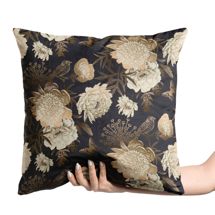 Decorative Velor Pillow Bouquet of the night - an elegant floral composition in shades of gold 147135 additionalImage 2
