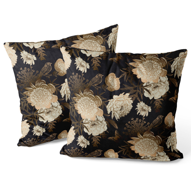Decorative Velor Pillow Bouquet of the night - an elegant floral composition in shades of gold 147135 additionalImage 3