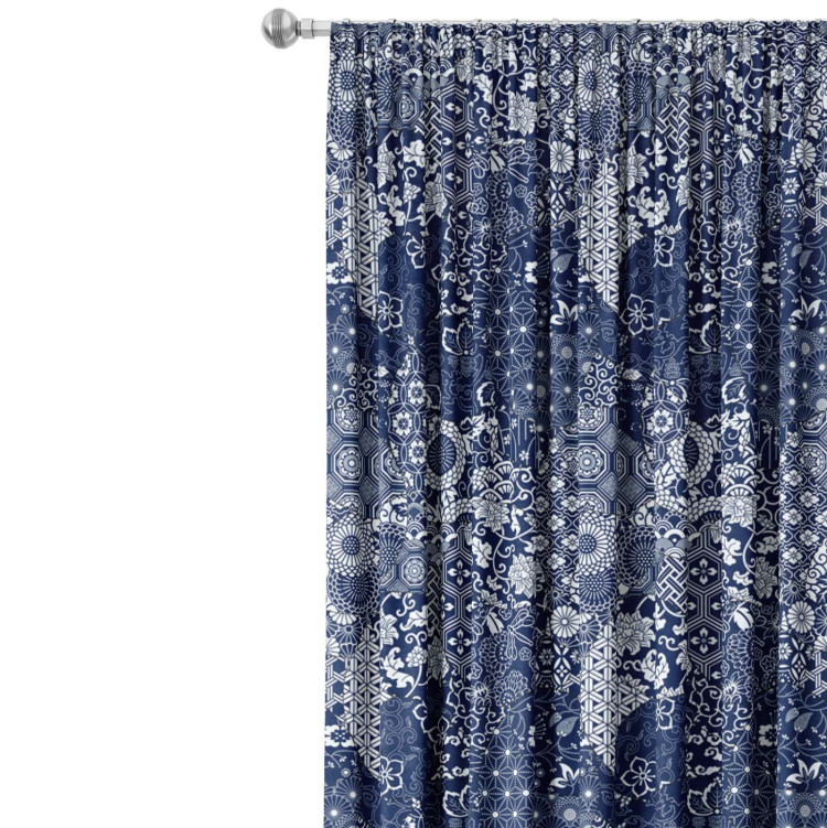 Decorative Curtain Floral mosaic - composition in shades of blue and white 147235 additionalImage 6
