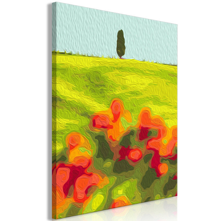 Paint by Number Kit Green Fields - Summer Landscape with Poppies, Barley and Cypress Trees in the Meadow 147335 additionalImage 4