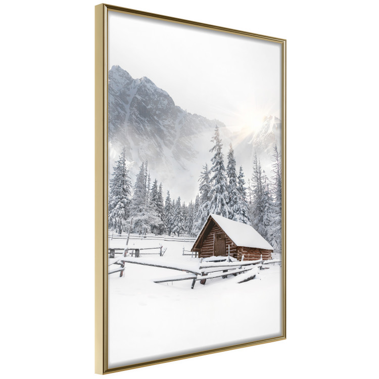 Poster Winter Morning - Sunrise Landscape Over the Mountains, a Cottage and a Forest 148435 additionalImage 5