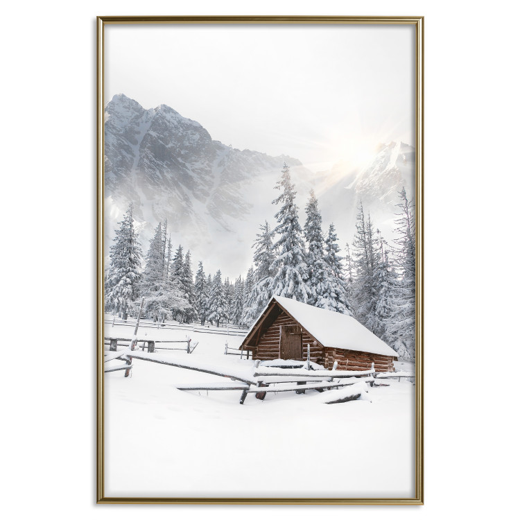 Poster Winter Morning - Sunrise Landscape Over the Mountains, a Cottage and a Forest 148435 additionalImage 18