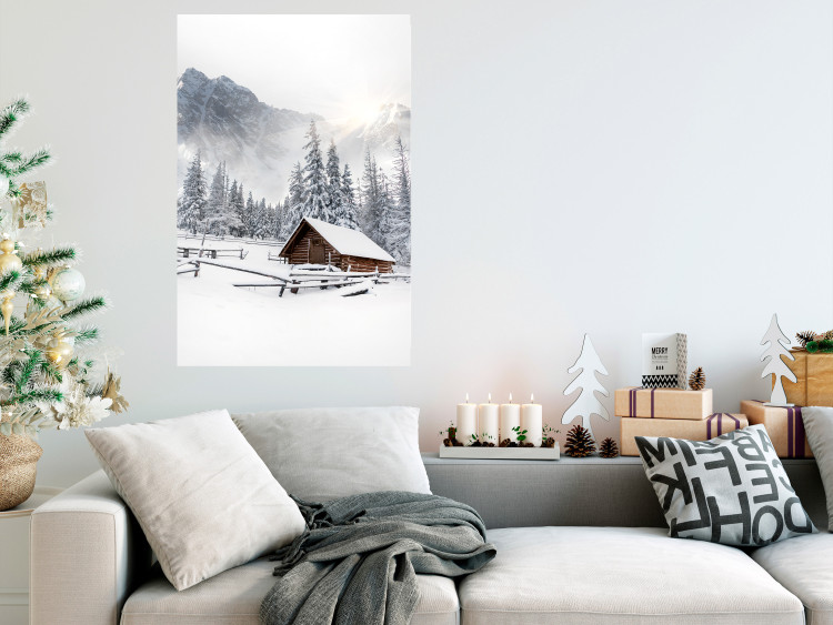 Poster Winter Morning - Sunrise Landscape Over the Mountains, a Cottage and a Forest 148435 additionalImage 10