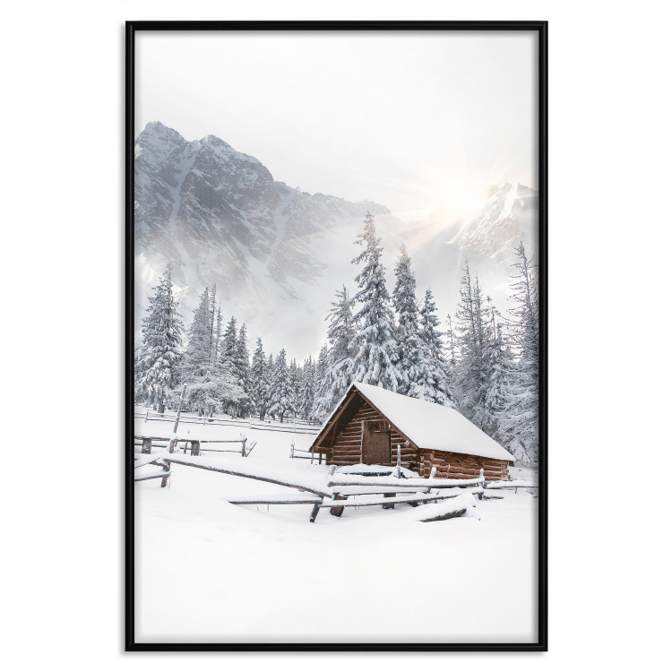 Poster Winter Morning - Sunrise Landscape Over the Mountains, a Cottage and a Forest 148435 additionalImage 17