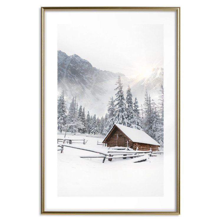 Poster Winter Morning - Sunrise Landscape Over the Mountains, a Cottage and a Forest 148435 additionalImage 20