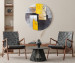 Round Canvas Abstraction - Yellow Gray and Gold Elements on a Dark Gray Background 148735 additionalThumb 4