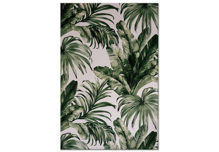 Canvas Tropical Nature - Dark Green Large Leaves on a Gray Background 149735