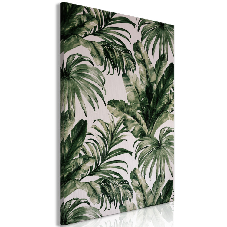Canvas Tropical Nature - Dark Green Large Leaves on a Gray Background 149735 additionalImage 2