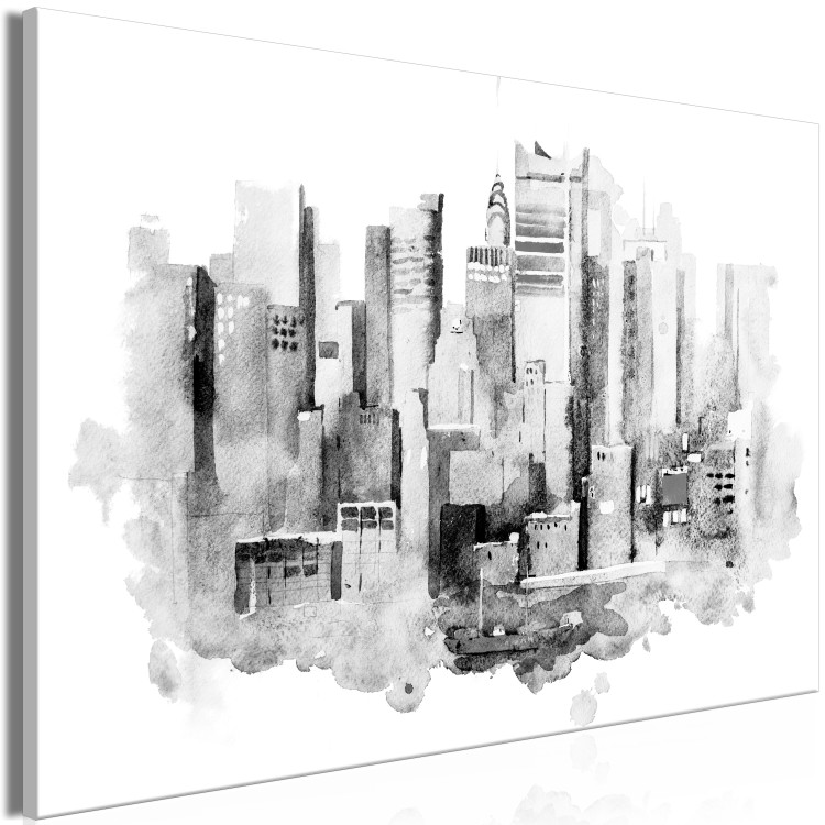 Canvas Print Monochrome Architecture - Cityscape Painted With Watercolor 149835 additionalImage 2