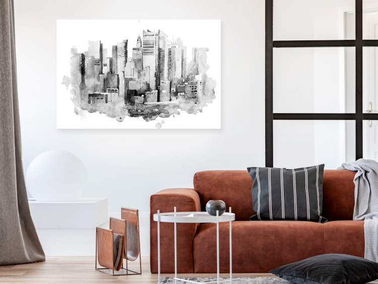 Canvas Print Monochrome Architecture - Cityscape Painted With Watercolor 149835 additionalImage 3