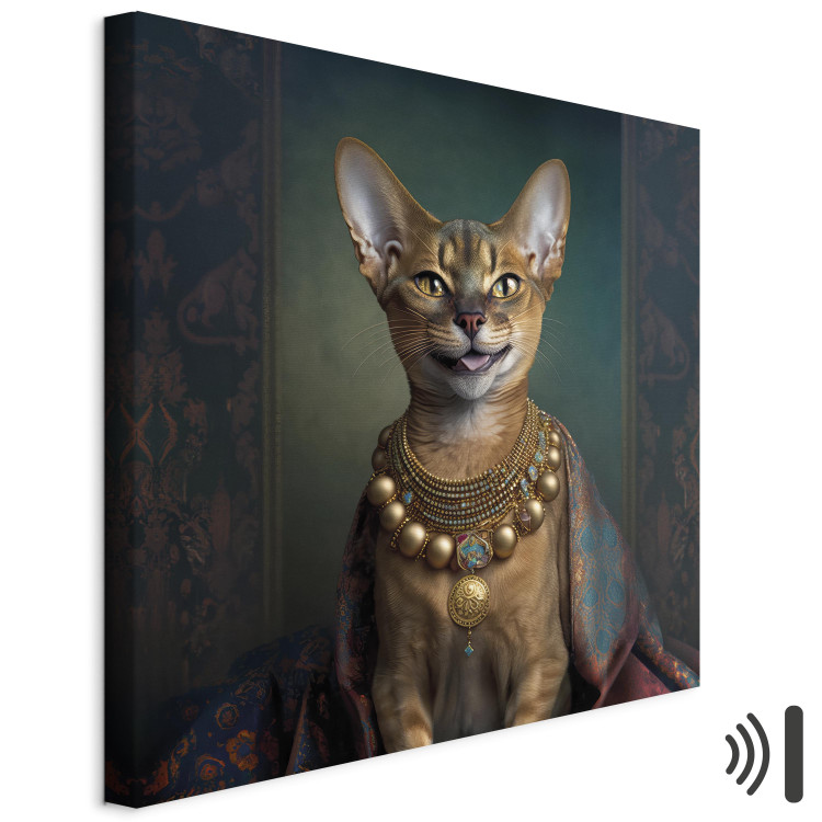 Canvas Print AI Abyssinian Cat - Animal Fantasy Portrait With Golden Necklace - Square 150135 additionalImage 8