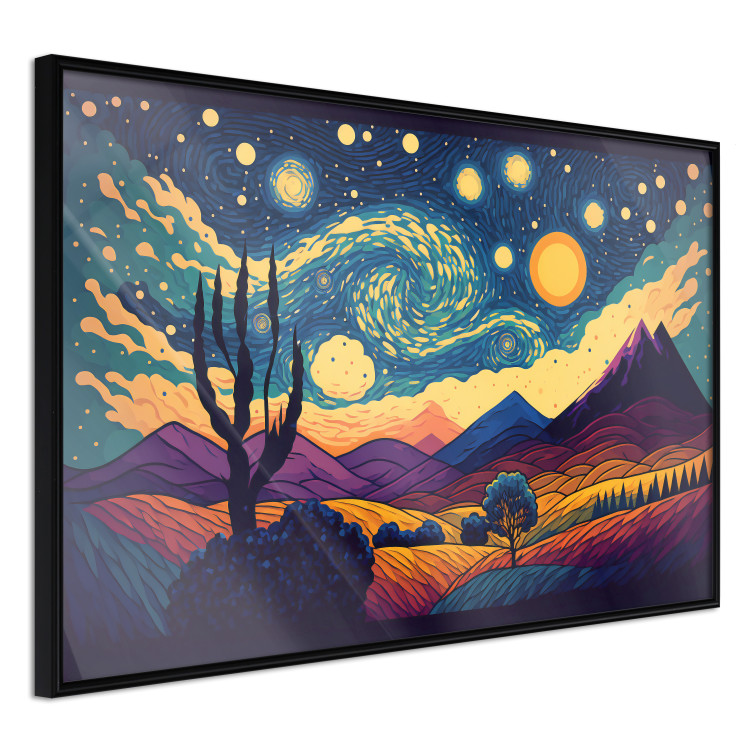 Poster Impressionistic Landscape - Mountains and Fields Under a Sky Full of Stars 151135 additionalImage 6