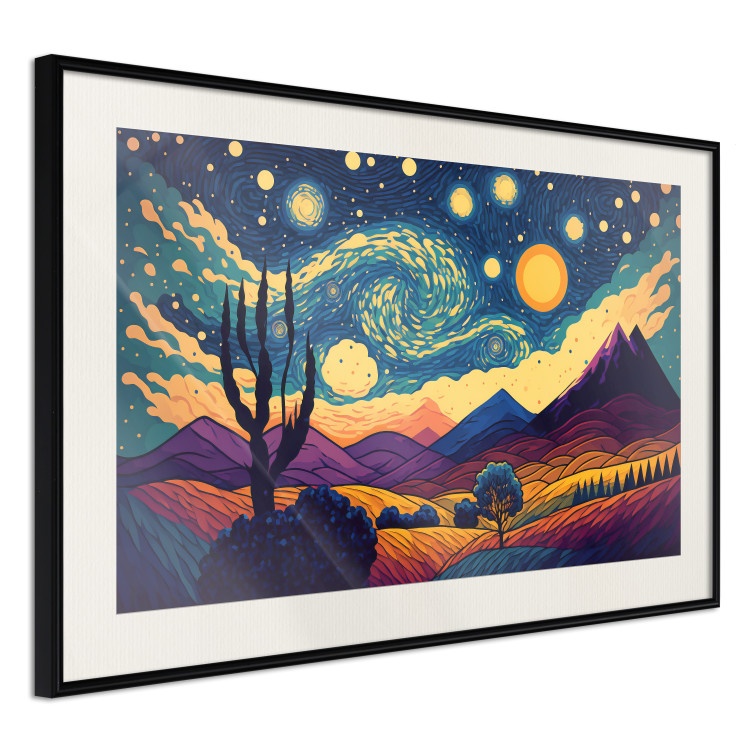 Poster Impressionistic Landscape - Mountains and Fields Under a Sky Full of Stars 151135 additionalImage 10