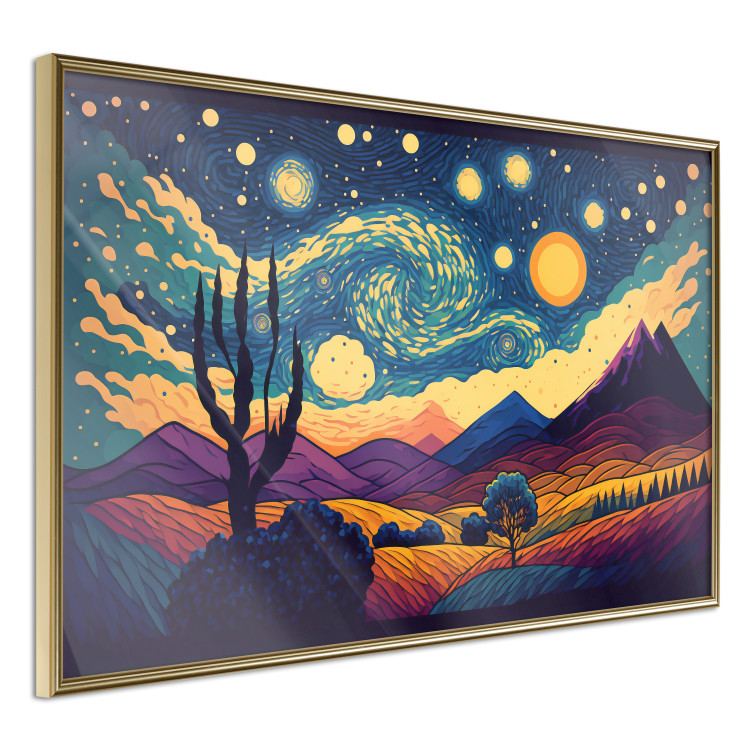 Poster Impressionistic Landscape - Mountains and Fields Under a Sky Full of Stars 151135 additionalImage 8