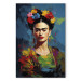 Large canvas print Frida Kahlo - Colorful Portrait With Visible Brushstrokes [Large Format] 152235