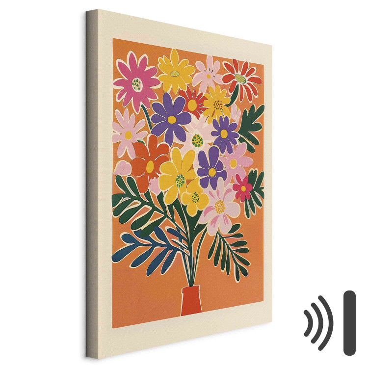 Canvas Art Print Bouquet of Flowers - Minimalist Composition on an Orange Background 159935 additionalImage 8