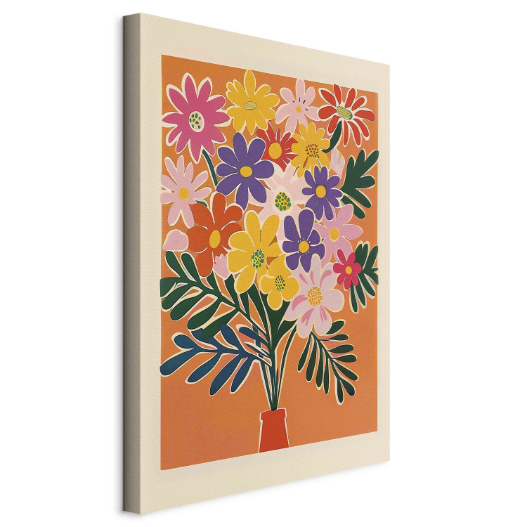 Canvas Art Print Bouquet of Flowers - Minimalist Composition on an Orange Background 159935 additionalImage 2