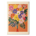 Canvas Art Print Bouquet of Flowers - Minimalist Composition on an Orange Background 159935