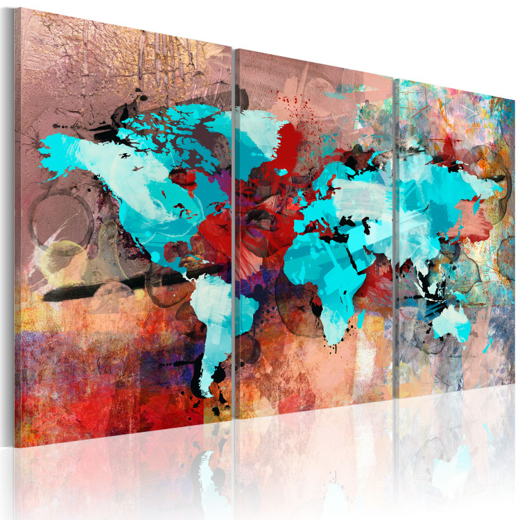 Canvas Print Turquoise continents - triptych 55435 additionalImage 2