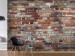 Photo Wallpaper Urban image - orange brick textured background with colour accent 94235