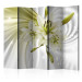Room Divider Screen Green Enchantment II - white-green lily flowers on a white swirl background 95235