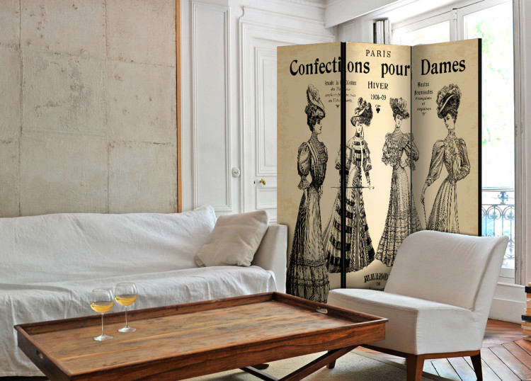 Room Divider Screen Confections for Ladies - French writings and women in retro style 95335 additionalImage 4