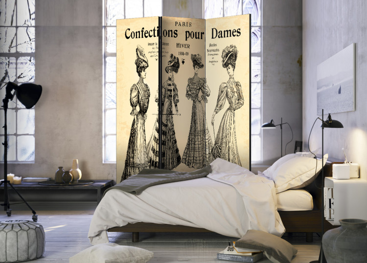 Room Divider Screen Confections for Ladies - French writings and women in retro style 95335 additionalImage 2