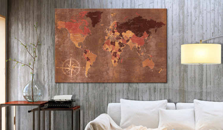 Decorative Pinboard Mahogany World [Cork Map] 96035 additionalImage 3