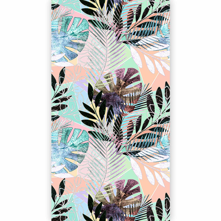 Photo Wallpaper Jungle climate - tropical leaves in colour on geometric background 108545 additionalImage 5