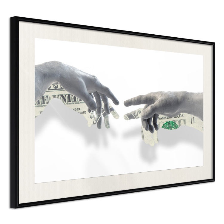 Poster Touch - simple composition with two gray hands on a solid background 115045 additionalImage 3