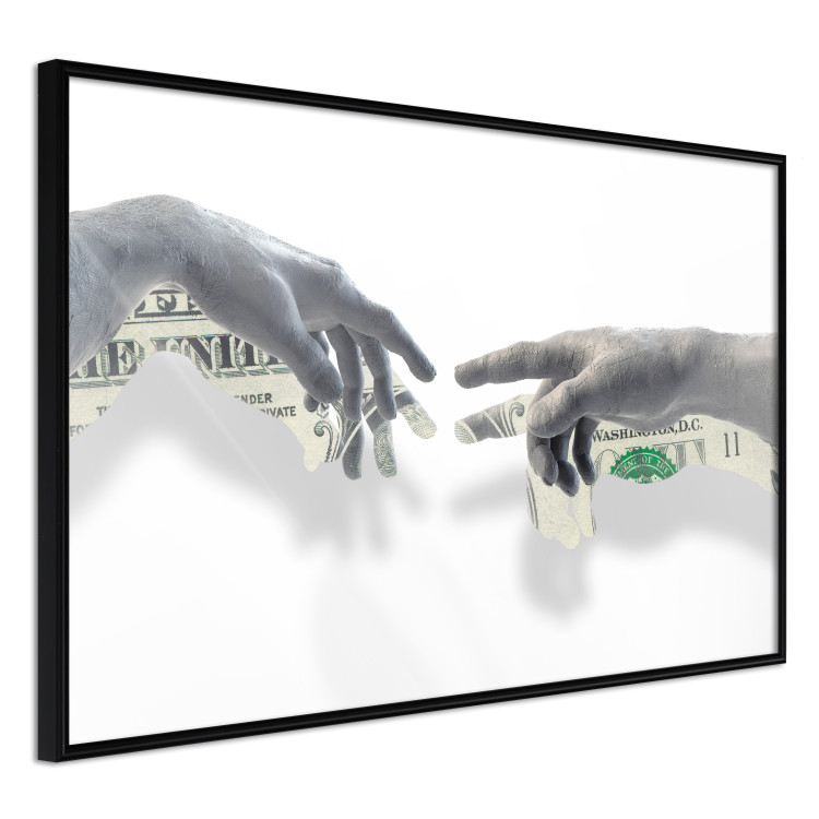Poster Touch - simple composition with two gray hands on a solid background 115045 additionalImage 12